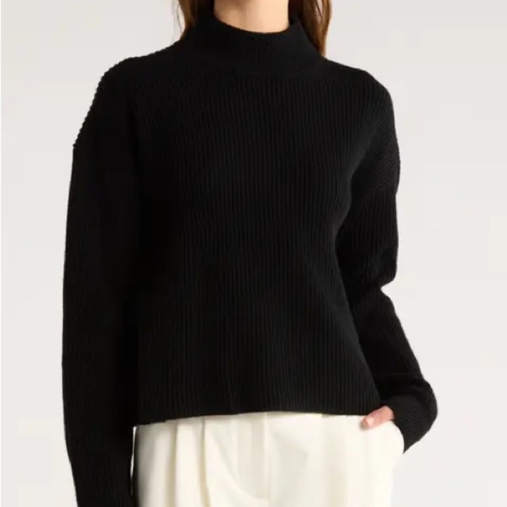 Na-Kd Black Women's Mock Neck Sweater